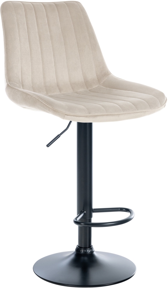 DELUKE® Barhocker RIO - Creme, Samt, Schwarz Barhocker mit Lehne Barstuhl Tresenhocker Tresenstuhl Kneipenhocker Kneipenstuhl Bild 1