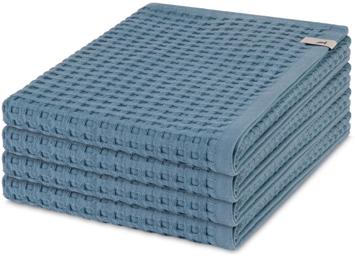 Möve Piquee 4 tlg. Frottier-Set - 4 X Handtuch (50 X 100cm) - 350 - Steel blue Bild 1