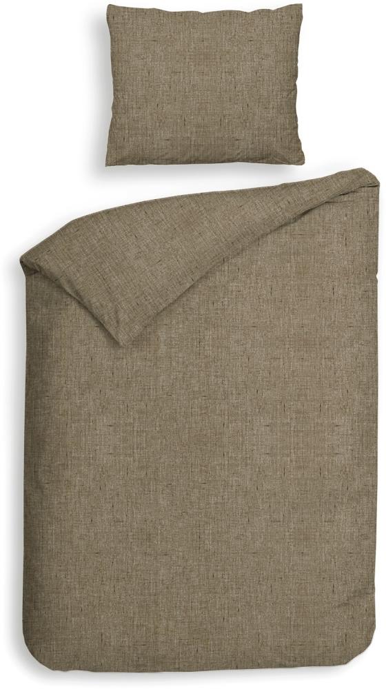 Heckett & Lane Flanell Bettwäsche 135x200 Franela Simply Taupe braun uni Melange Bild 1