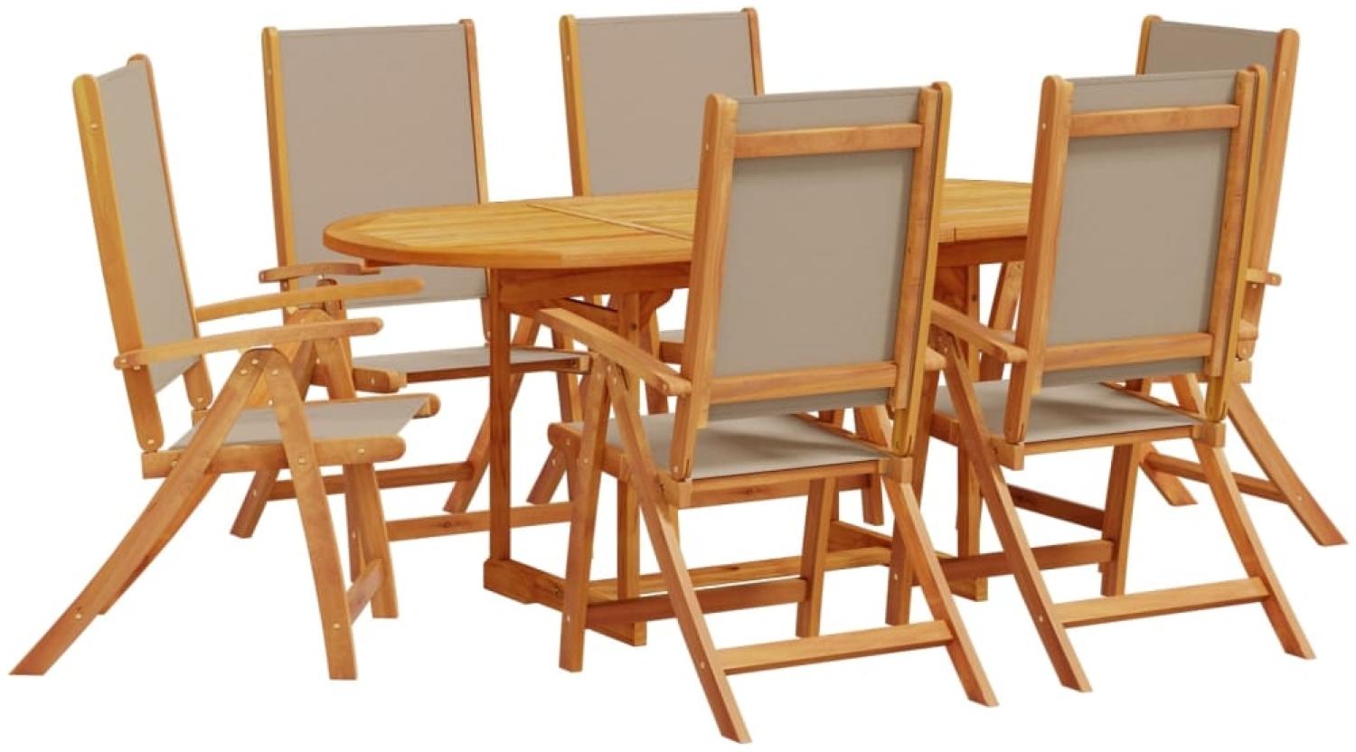 vidaXL 7-tlg. Garten-Essgruppe Massivholz Akazie und Textilene 3279323 Bild 1