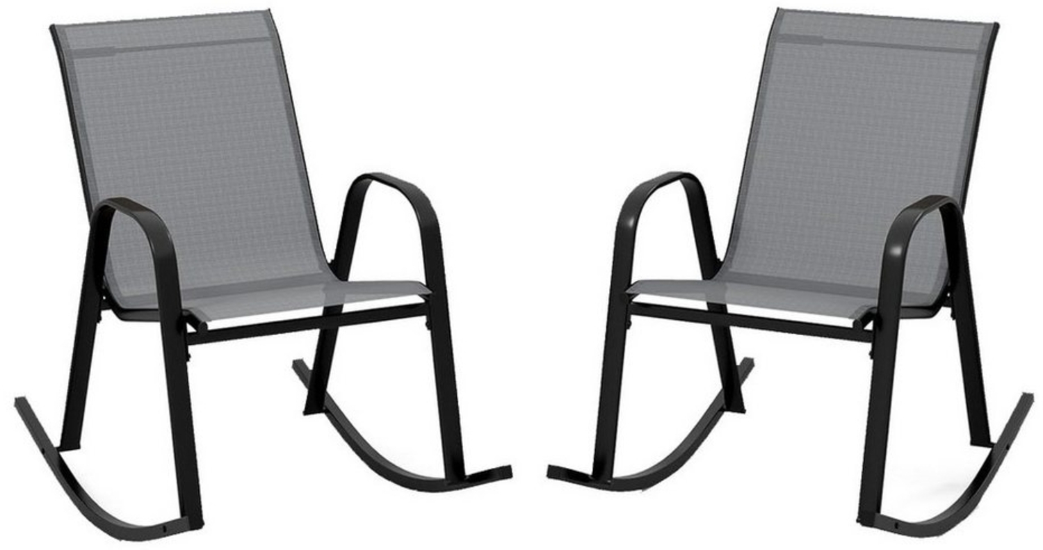 KOMFOTTEU Schaukelstuhl Gartenstuhl (2er Set), mit Rücklehne & Armlehne,bis 150 kg Bild 1