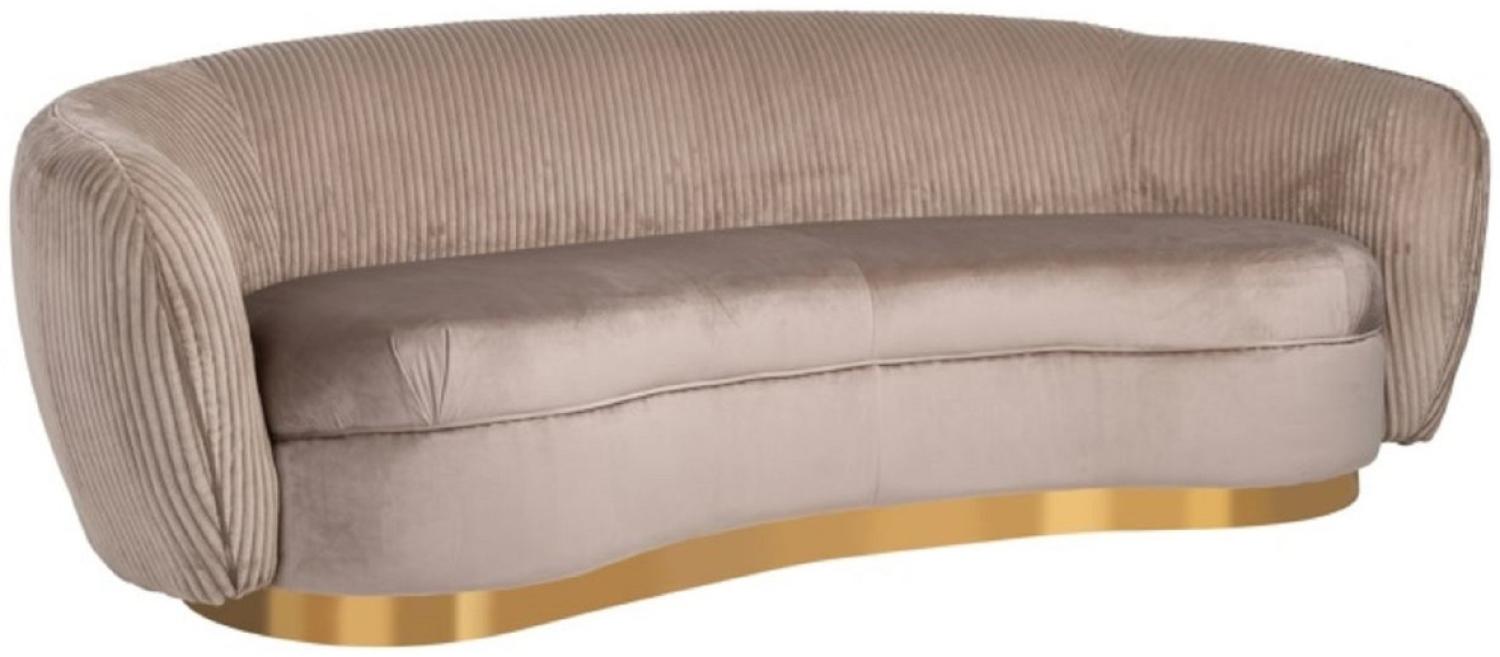 Casa Padrino Luxus Sofa Braun / Gold 221 x 98 x H. 72 cm - Gebogenes Wohnzimmer Sofa - Wohnzimmer Möbel - Wohnzimmer Einrichtung - Luxus Möbel - Luxus Einrichtung - Möbel Luxus Bild 1