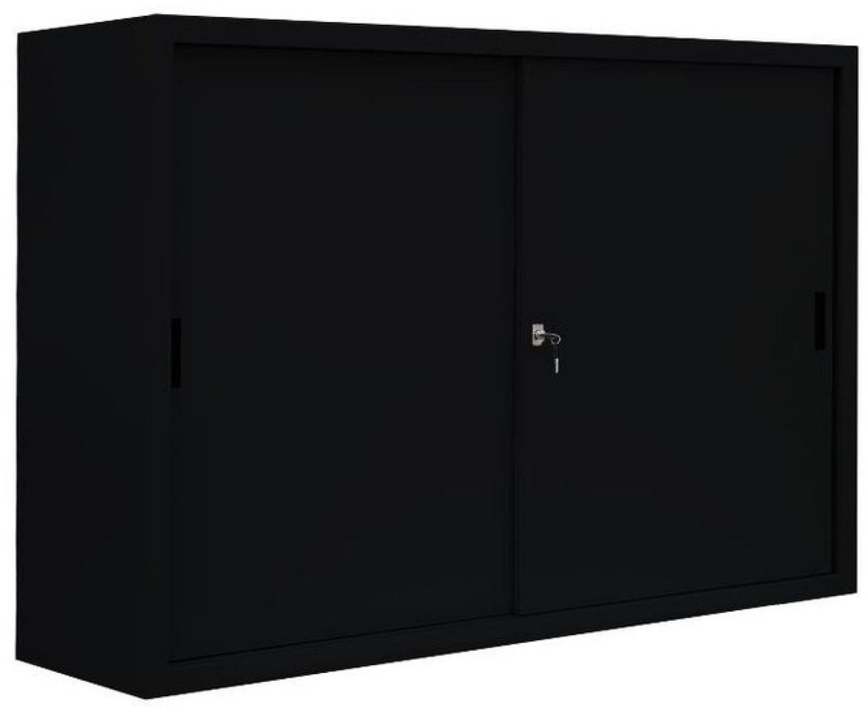 Großer Schiebetürenschrank Schiebetüren Büro Aktenschrank Sideboard aus Stahl Schwarz 1090 x 1600 x 450 mm (Höhe x Breite x Tiefe) 550159 Bild 1