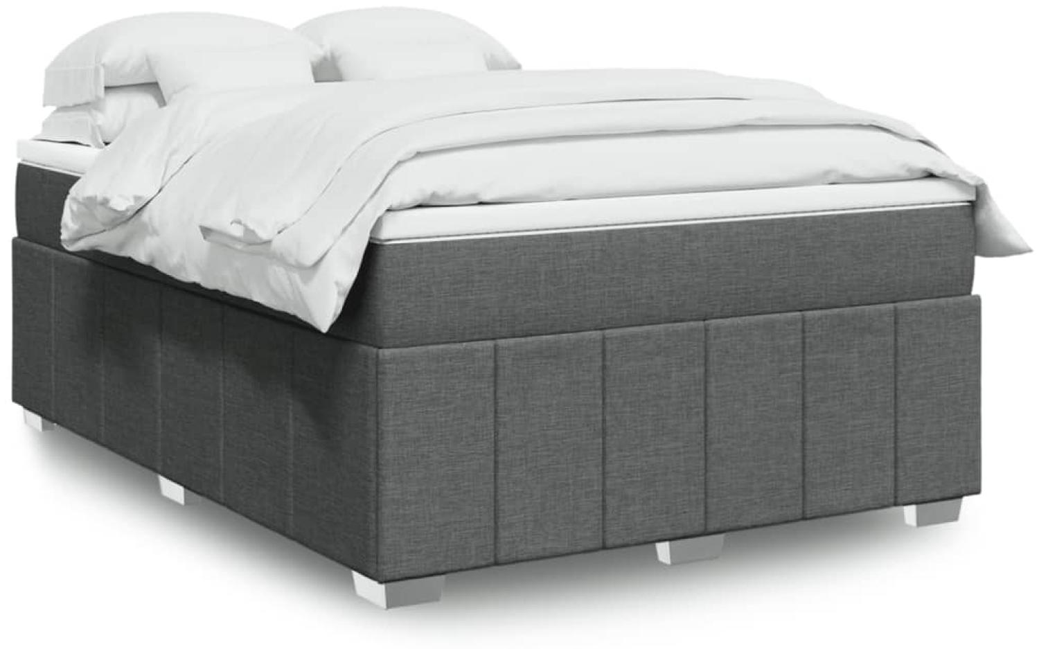 vidaXL Boxspringbett mit Matratze Dunkelgrau 140x190 cm Stoff 3285471 Bild 1