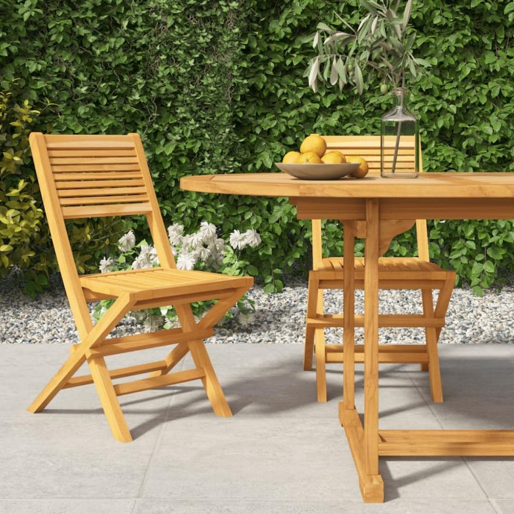 vidaXL Gartenstühle 2 Stk. Klappbar 47x62x90 cm Massivholz Teak 362761 Bild 1