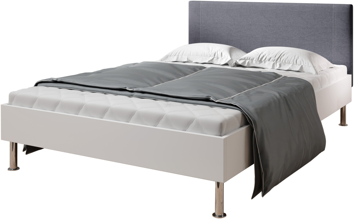 Futonbett Anton 140x200 cm Kopfteil Anthrazit Rahmen weiss inkl. 13 Leisten-Rollrost Bild 1