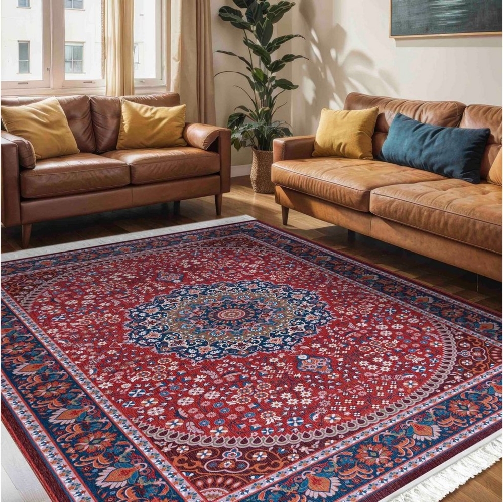 Mazovia Orientteppich Teppich Oriental Orientteppich Wohnzimmer Orient Muster Rot, 80 x 150 cm, Fußbodenheizung, Allergiker geeignet, Rutschfest Bild 1