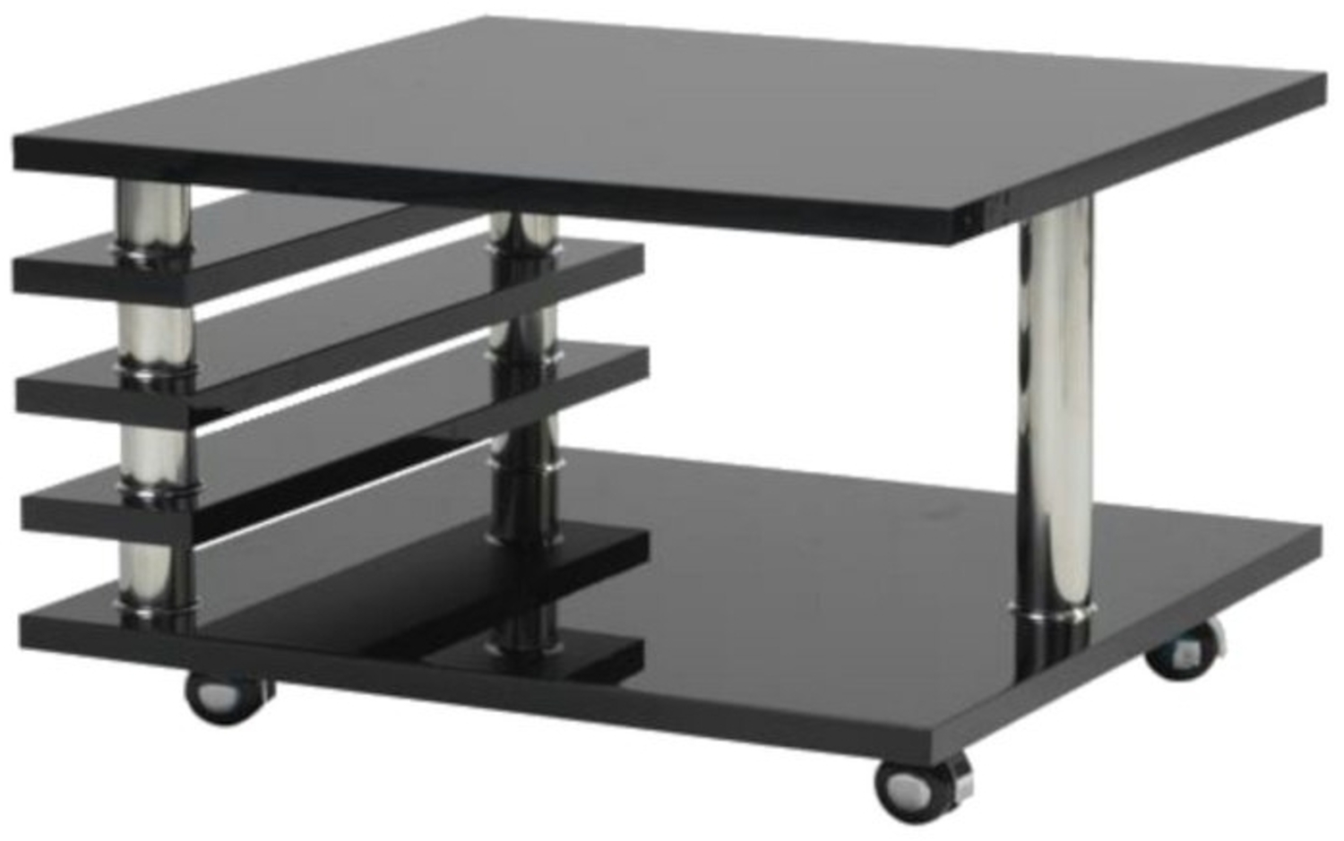 HOOZ Couchtisch Couchtisch mit Rollen 65x65 cm - schwarz Hochglanz Bild 1