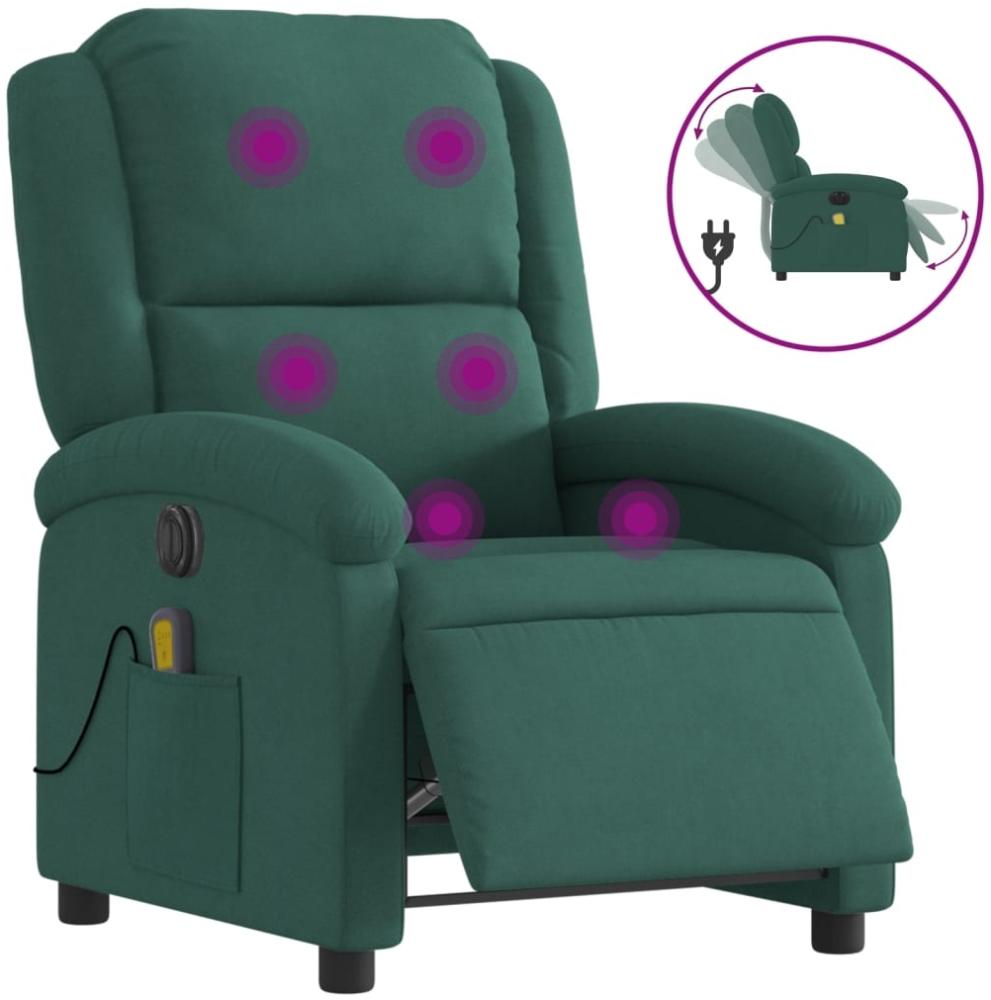 vidaXL Massagesessel Elektrisch Dunkelgrün Samt 3204291 Bild 1