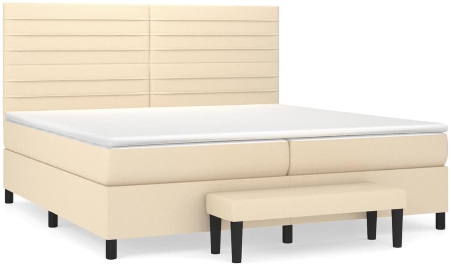 vidaXL Polsterbett mit Matratze Creme 200x200 cm Stoff Bild 1