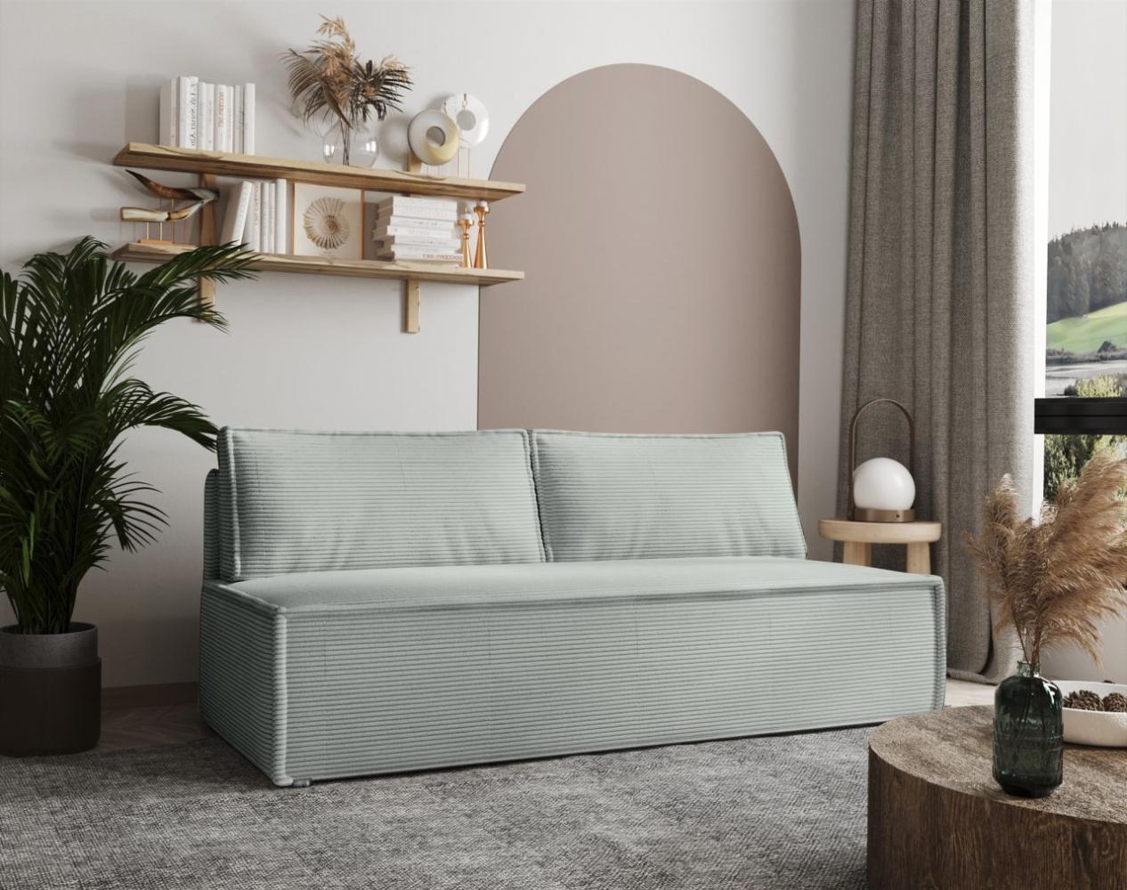 Sofa Designersofa EMMA 3-Sitzer mit Schlaffunktion in Stoff Zoom Mintgrün Bild 1