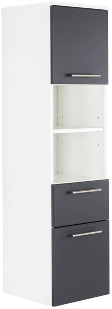 Hochschrank mit 2 Türen und Schublade Seidenglanz anthrazit, LAGOS-02 B x H x T ca. 35,2 x 134,5 x 36,8cm Bild 1