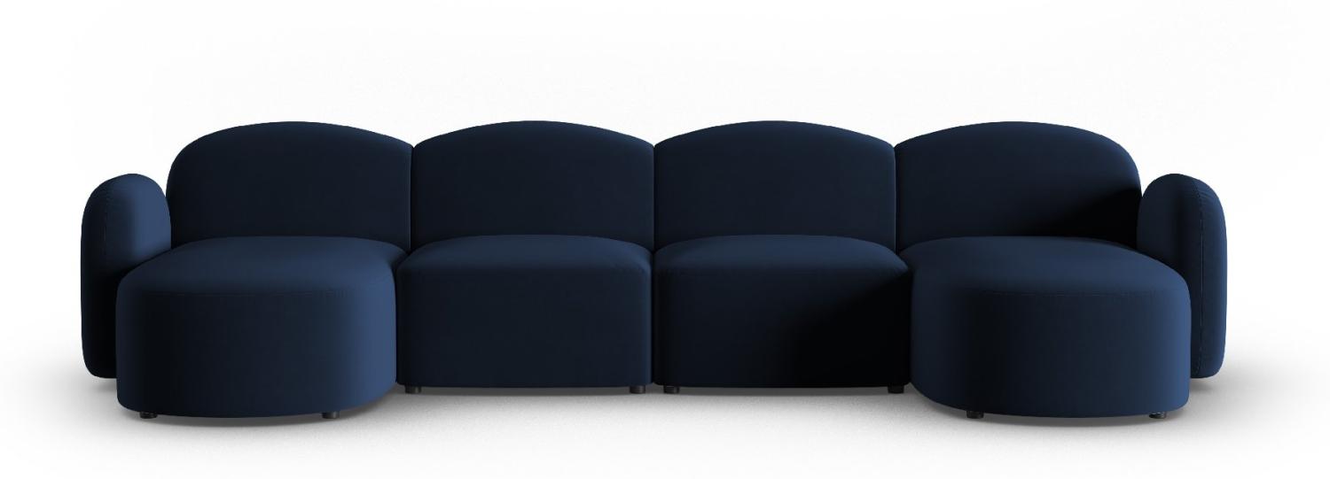 Micadoni Panorama Sofa Blair 6-Sitzer Samtstoff Königsblau Bild 1