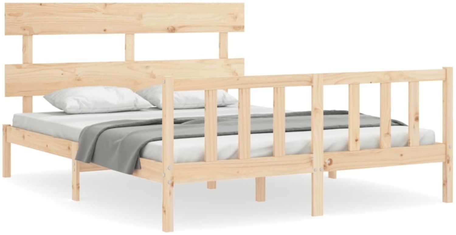 vidaXL Massivholzbett mit Kopfteil 3193276 Bild 1