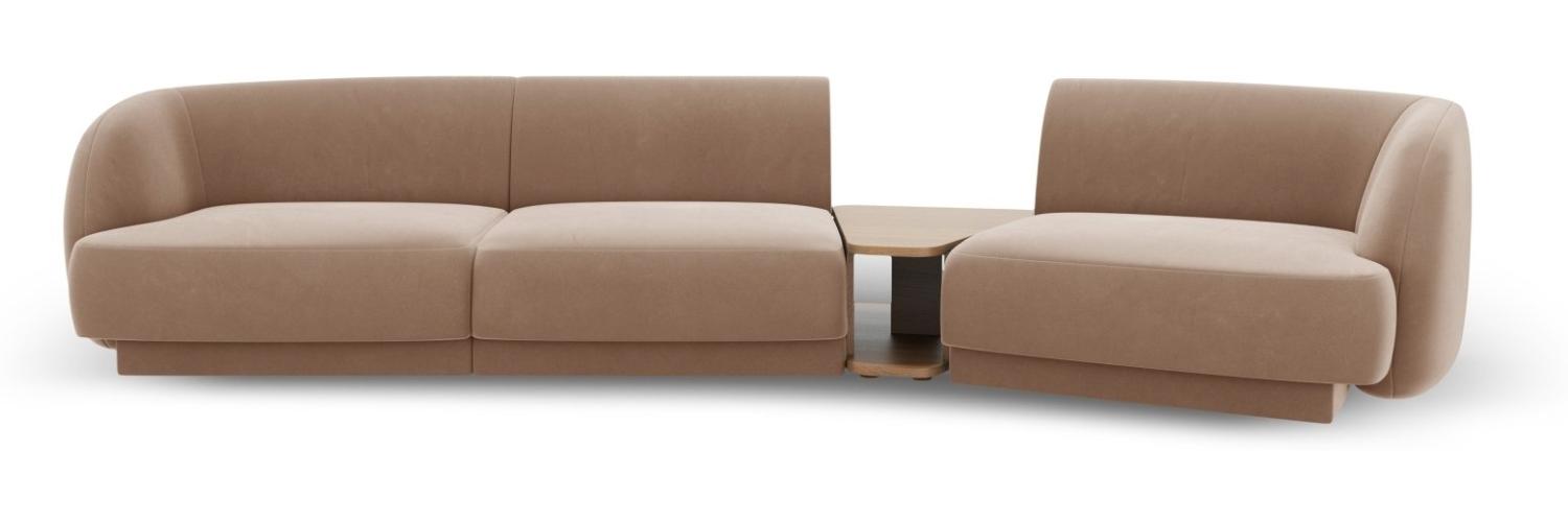 Micadoni Modulares Sofa Miley 3-Sitzer Rechts Samtstoff Cappuccino Bild 1