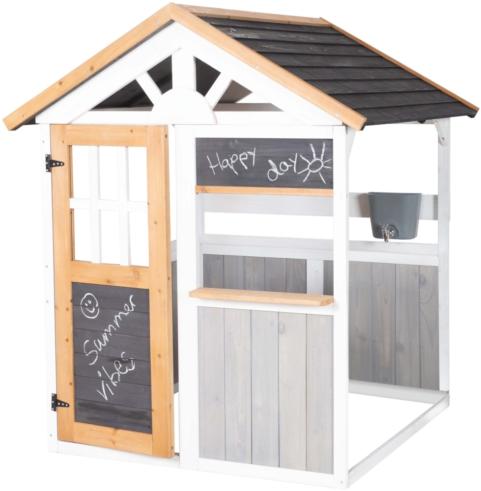 roba Outdoor-Spielhaus ab 18M - Holzhaus mit Theke & Wasserhahn - Erweiterbar - Mehrfarbig Bild 1