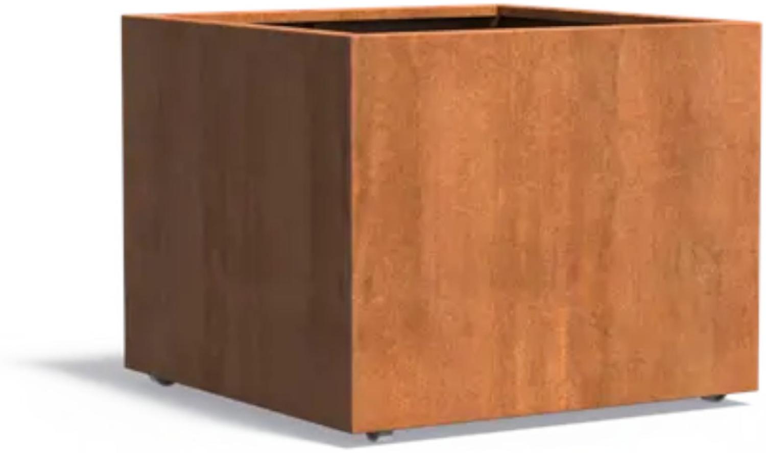 Adezz Pflanzgefäß Carrez mit Rollen aus Corten-Stahl Pflanzkübel Größe 100x100x80 cm Bild 1