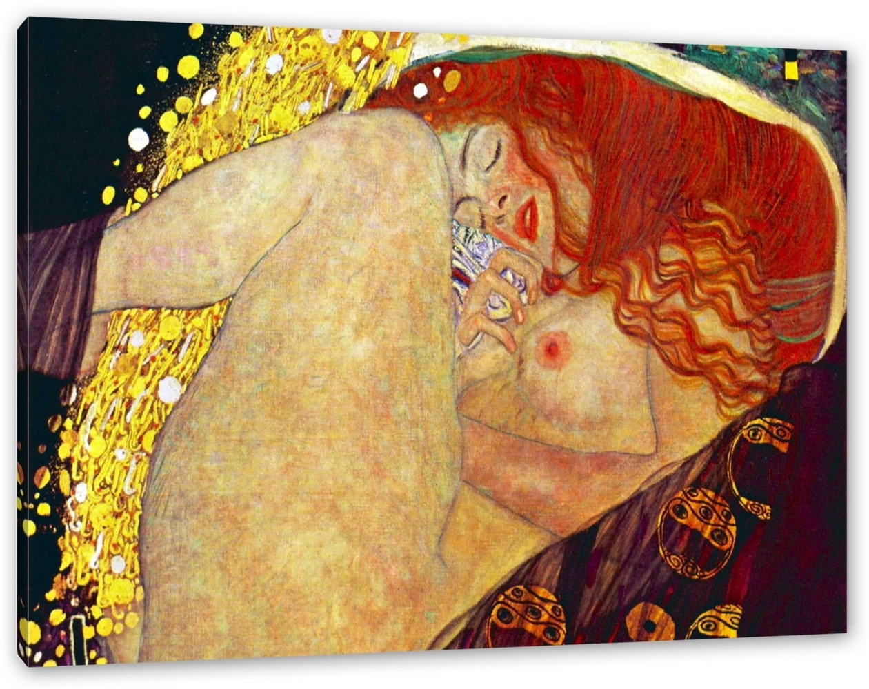 Pixxprint Leinwandbild Gustav Klimt - Danaë, Gustav Klimt - Danaë (1 St), Leinwandbild fertig bespannt, inkl. Zackenaufhänger Bild 1