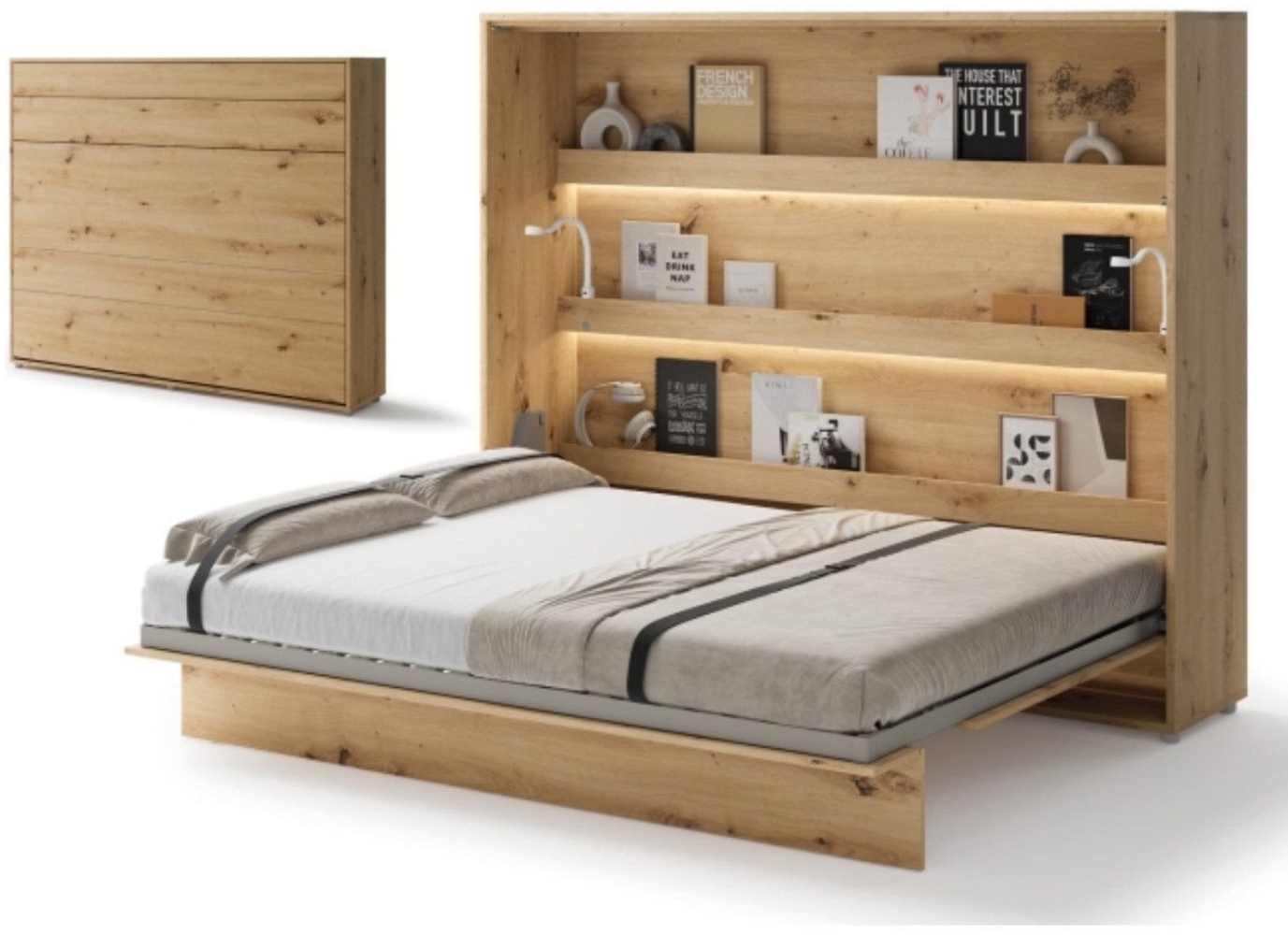 Compleo Schrankbett Horizontal Wandklappbett Lenart Bed Concept Schrankklappbett (mit LED) Bild 1