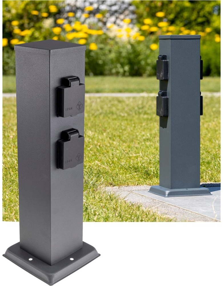 Steckdosensäule 4-fach, IP44, Anthrazit250V~/ 16A, 13x13x40cm Bild 1