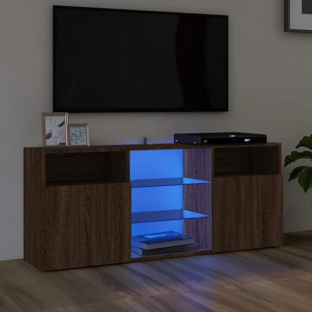 vidaXL TV-Schrank mit LED-Leuchten Braun Eichen-Optik 120x30x50 cm 815716 Bild 1