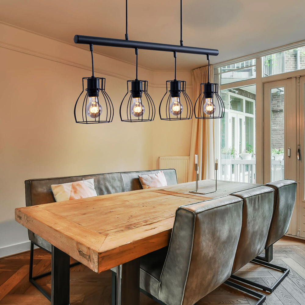 LED Hängeleuchte, 4-Flammig, Käfig-Design, schwarz, L 77 cm Bild 1