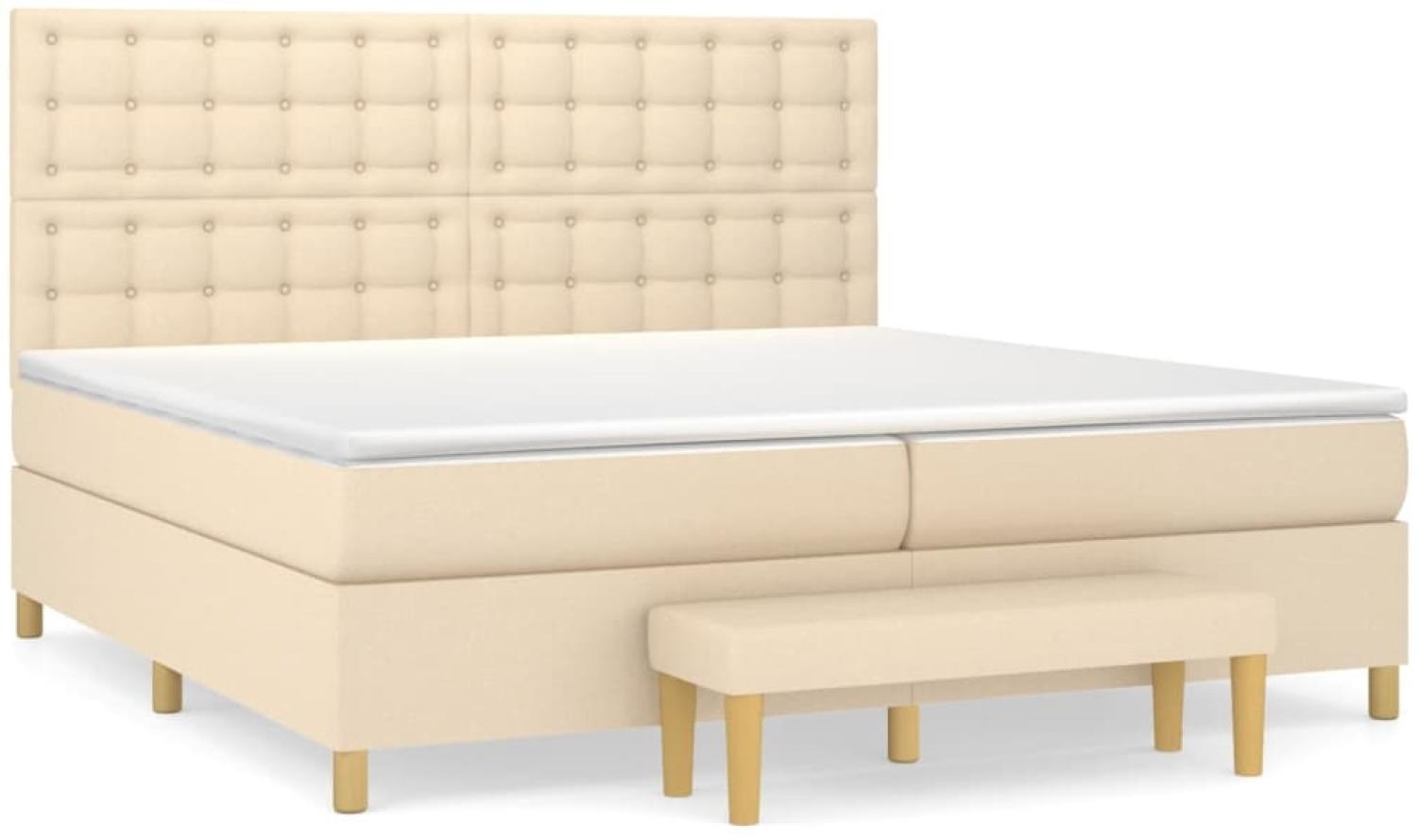 vidaXL Boxspringbett mit Matratze Creme 200x200 cm Stoff, Härtegrad: H2 [3137506] Bild 1