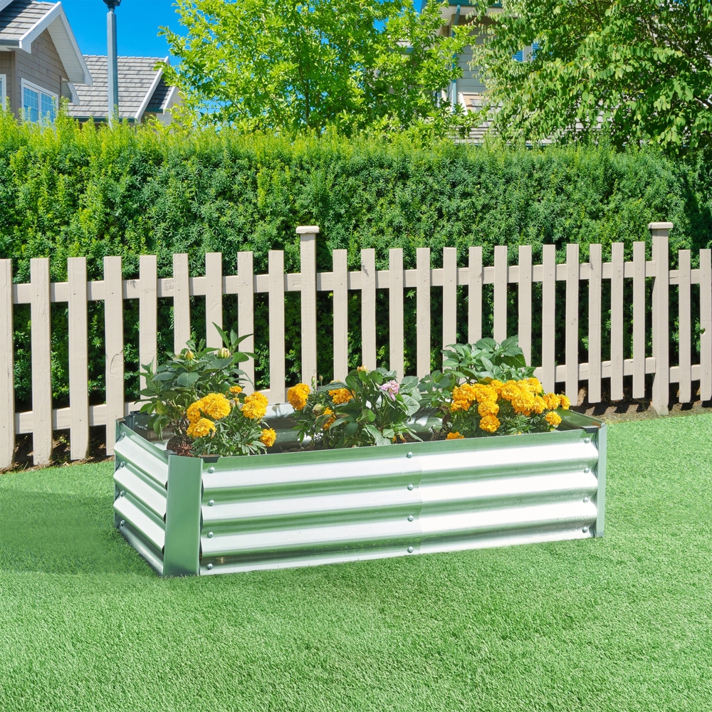 Pflanzbeet Celano 120x60x30 cm Stahl Silber [en. casa] Bild 1