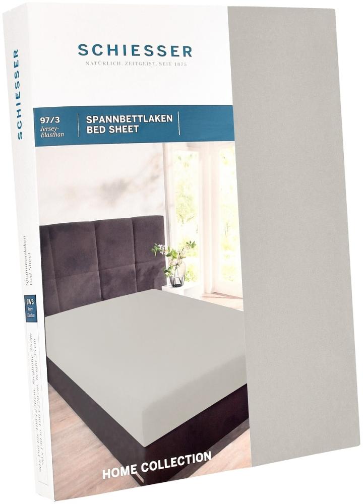 Schiesser Spannbettlaken Jersey-Elasthan, 97% Baumwolle, 3% Elasthan, Wasserbett- / Boxspringbettgeeignet, Silber, 140 x 200 cm bis 160 x 220 cm Bild 1