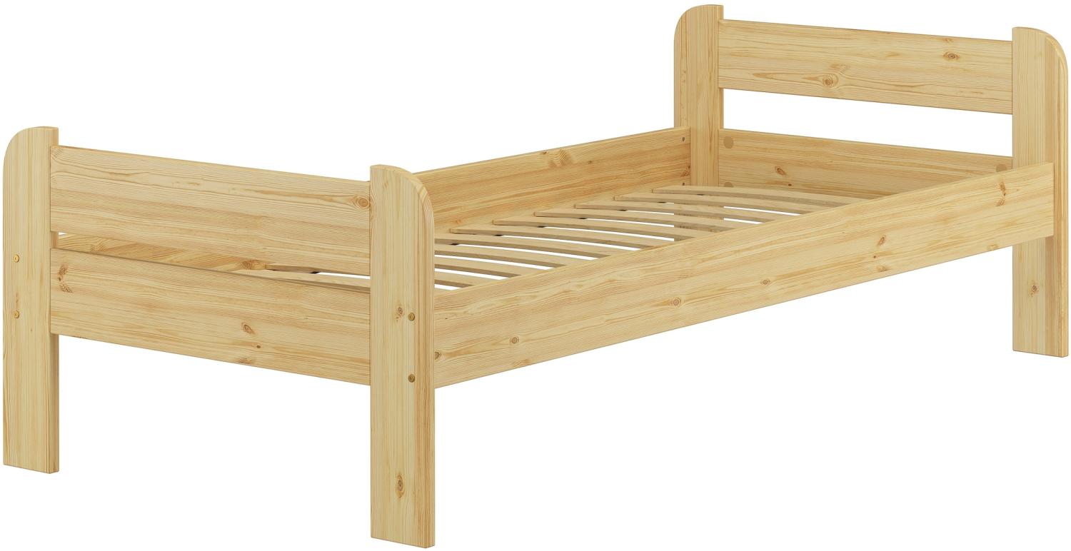 Einzelbett Bettrahmen 90x200 Bett Kiefer natur Massivholzbett Futonbett Rollrost 60.39-09FL Bild 1