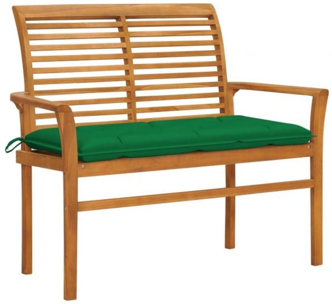 vidaXL Gartenbank mit Grüner Auflage 112 cm Massivholz Teak 3062669 Bild 1