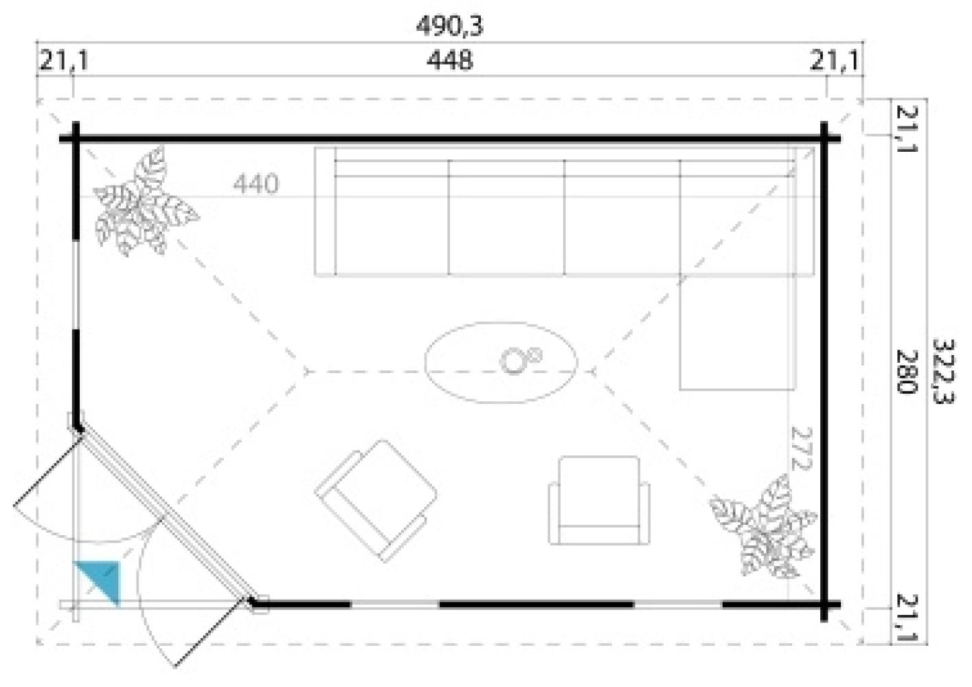 Lasita Maja Holz Gartenhaus Edinburgh 2 | 245 cm | Natur Bild 1