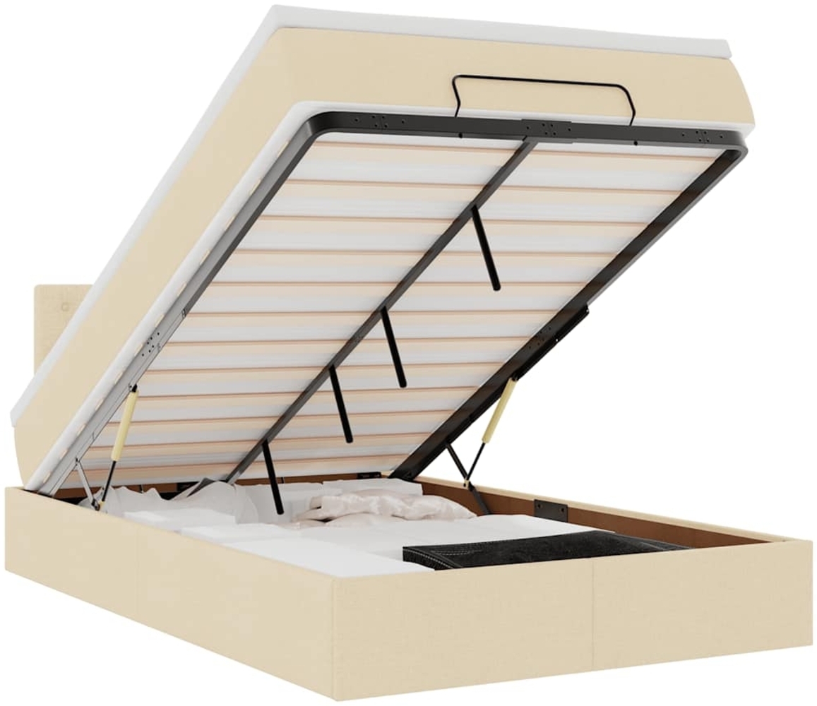 vidaXL Ottoman-Bett mit Matratze & LEDs Creme 120x200 cm Stoff 3312469 Bild 1