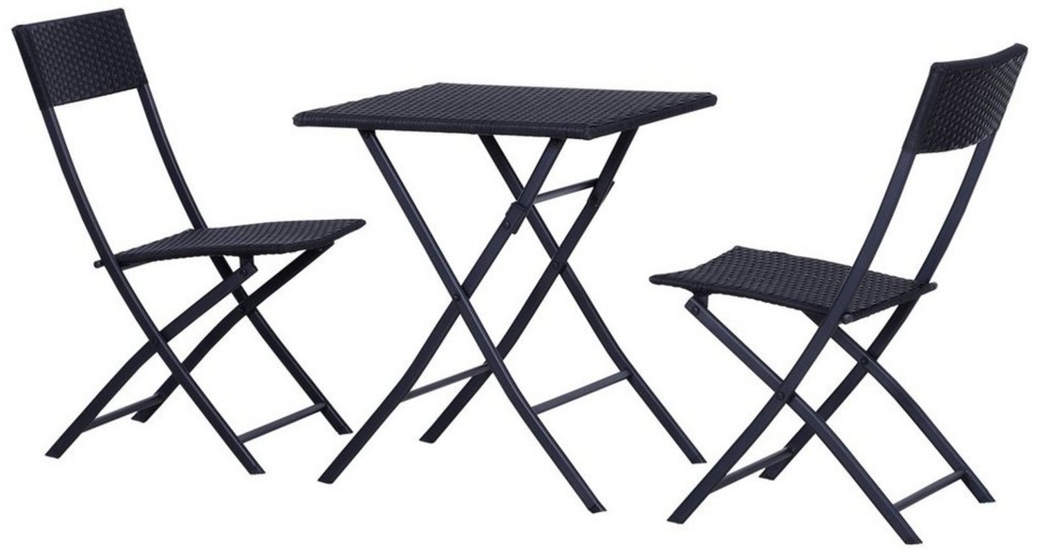 Outsunny Sitzgruppe Bistroset Polyrattan 3tlg. Gartenmöbel Set, (Balkonmöbel Set, 3-tlg, Gartengarnitur), Schwarz 60 x 60 x 72 cm Bild 1