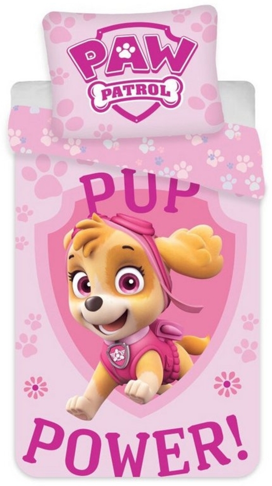 PAW PATROL Bettwäsche Paw Patrol Pup Power Kinderbettwäsche-Set 100×135cm,40×60 cm, 100% Baumwolle Bild 1