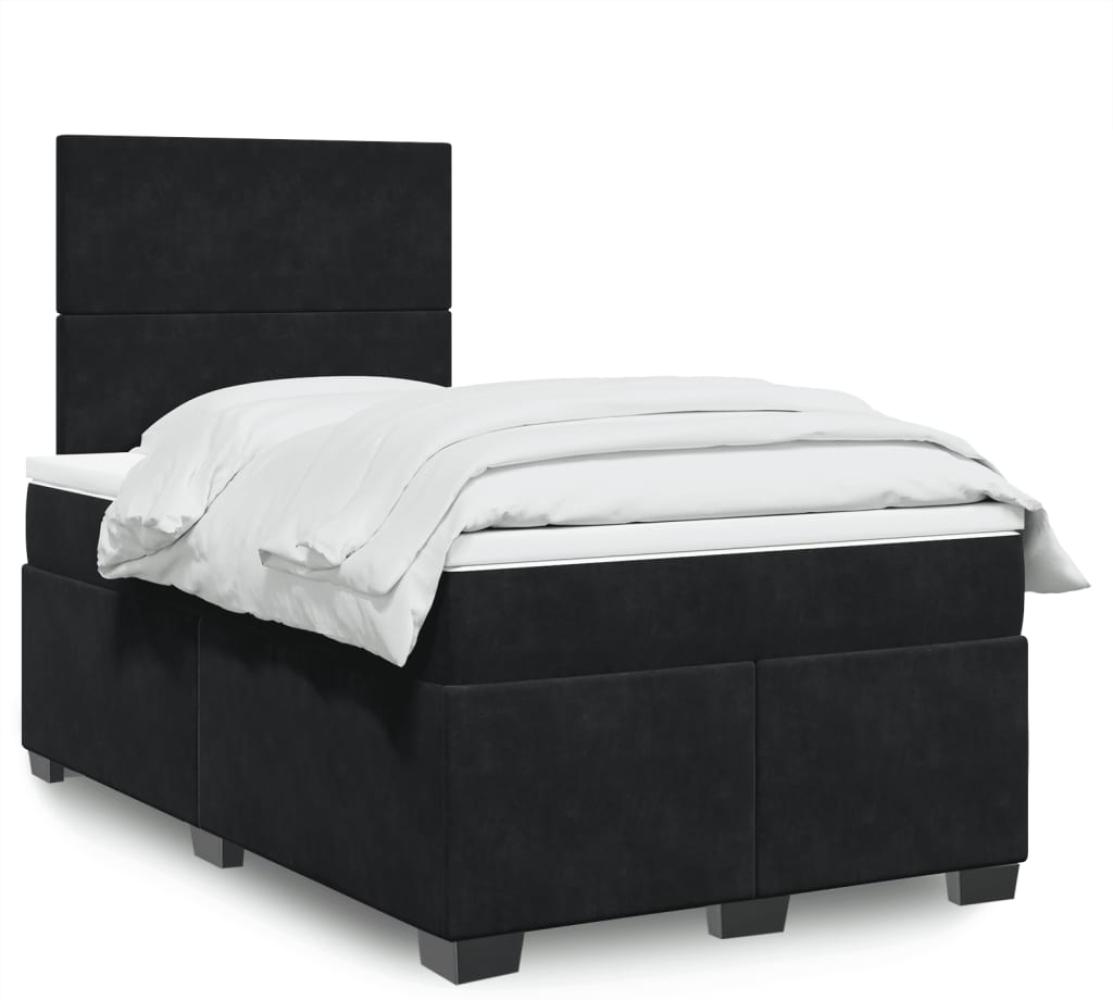 vidaXL Boxspringbett mit Matratze Schwarz 120x200 cm Samt 3293178 Bild 1