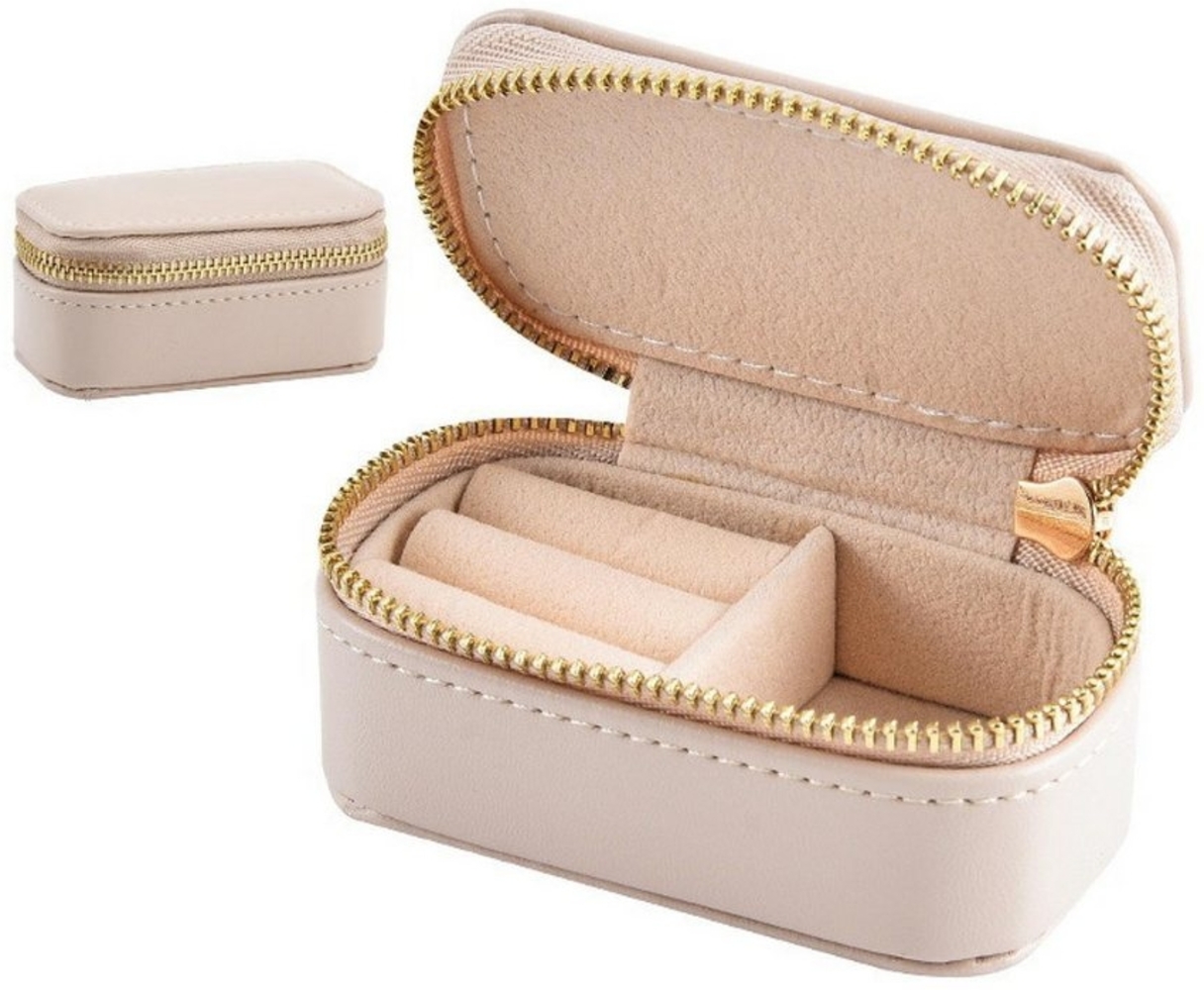 RWEUOQ Schmuckkasten Schmuckkästchen Reise-Schmuckkästchen Schmuck Organizer Schmucketui (tragbare Schmuckschatulle, Rosa/Khaki, für Ringe, Halsketten, Ohrringe und Armbänder usw), perfektes Geschenk für Frauen Bild 1