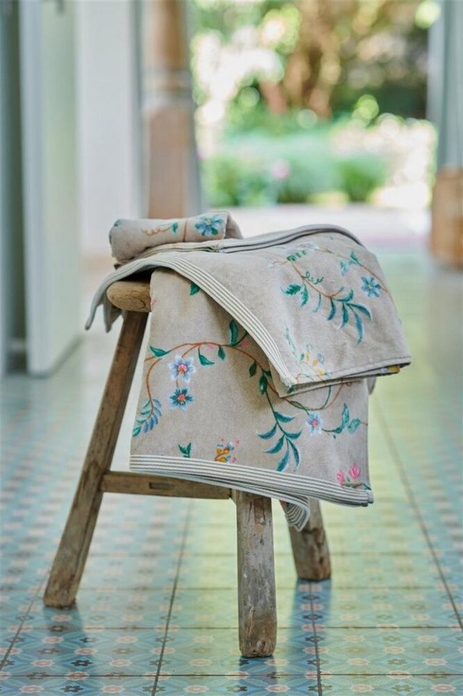 PiP Studio Handtuch Les Fleurs Khaki 55X100 Set A 3 Khaki 100% Cotton, terry velour, Baumwolle (1-St), Handtuch Frottetuch Bild 1