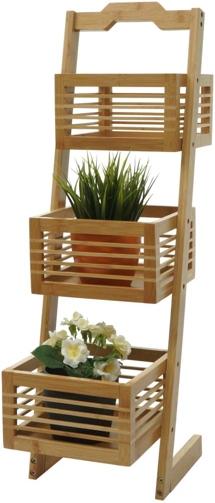 Mendler 'HWC-M21' Badregal mit 3 Körben, Bambus natur, 23 x 30 x 77 cm Bild 1