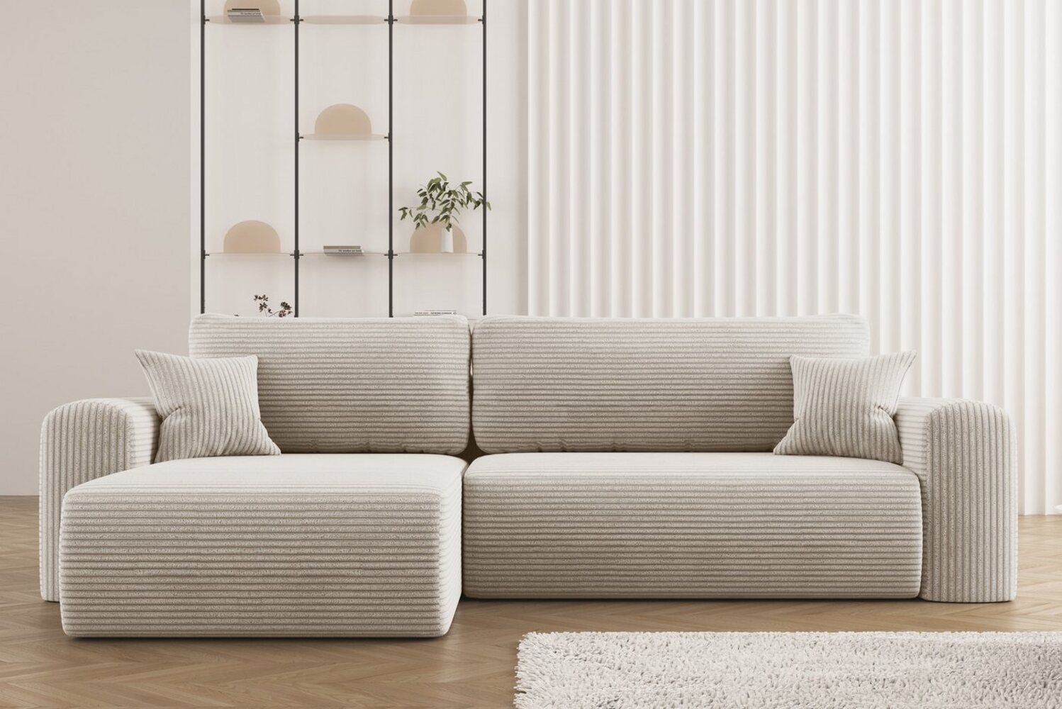 Kaiser Möbel Ecksofa mit Schlaffunktion und Stauraum für Bettzeug, Capri Stoff Poso Bild 1