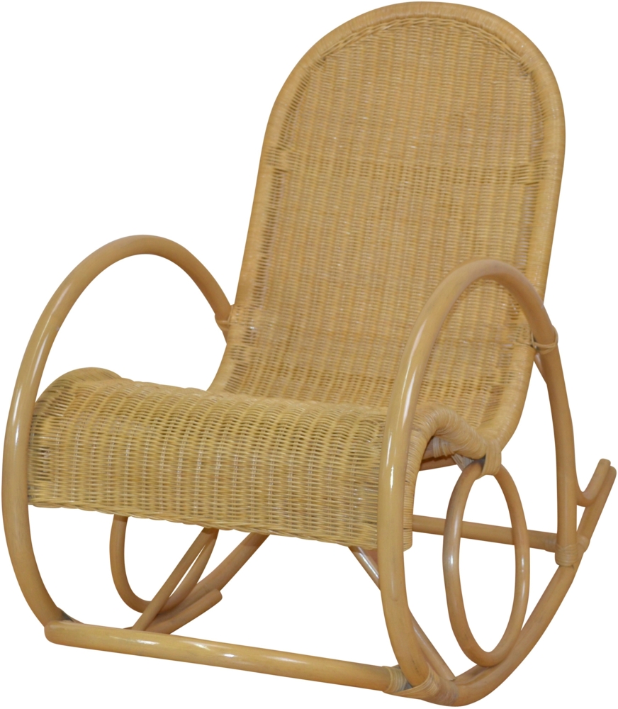 Schaukelstuhl aus Rattan handgefertigt, beige Bild 1