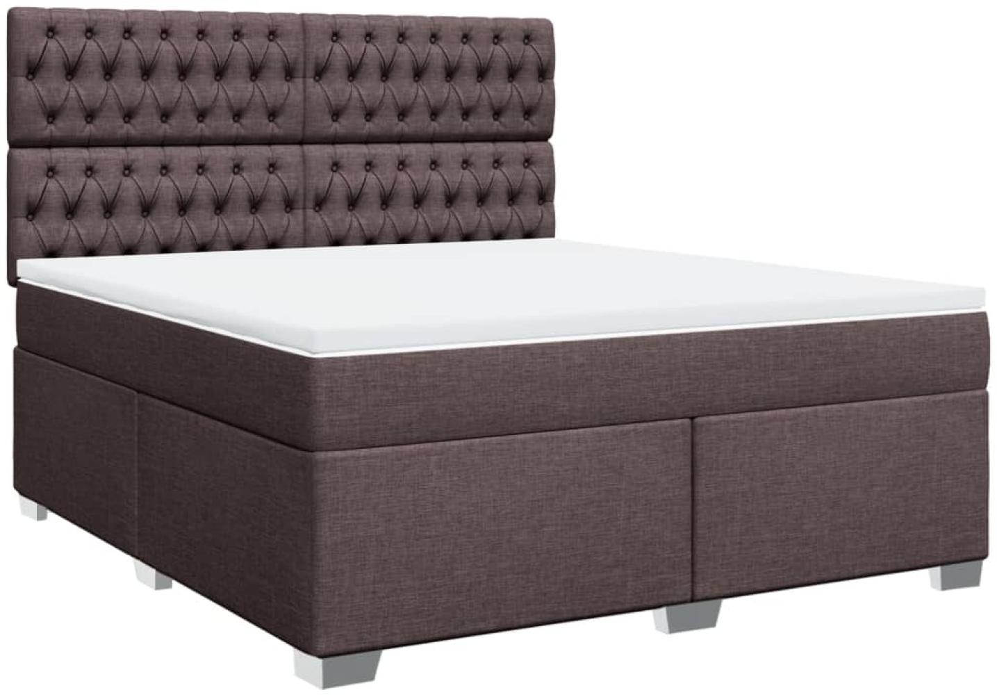 vidaXL Boxspringbett mit Matratze Dunkelbraun 180x200 cm Stoff 3290577 Bild 1