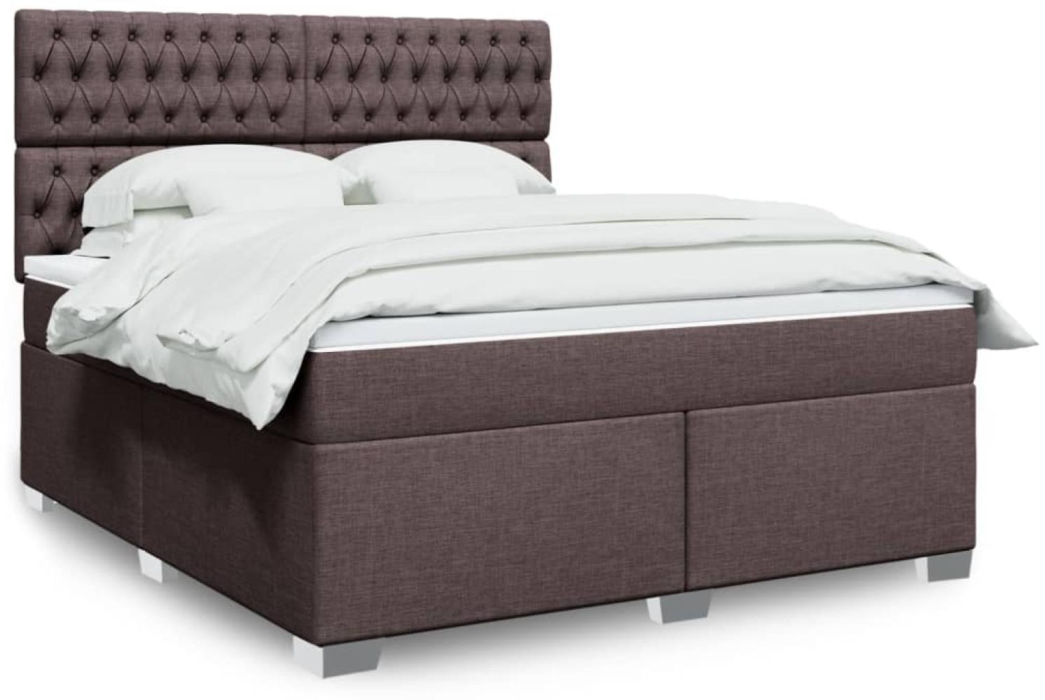 vidaXL Boxspringbett mit Matratze Dunkelbraun 180x200 cm Stoff 3290577 Bild 1