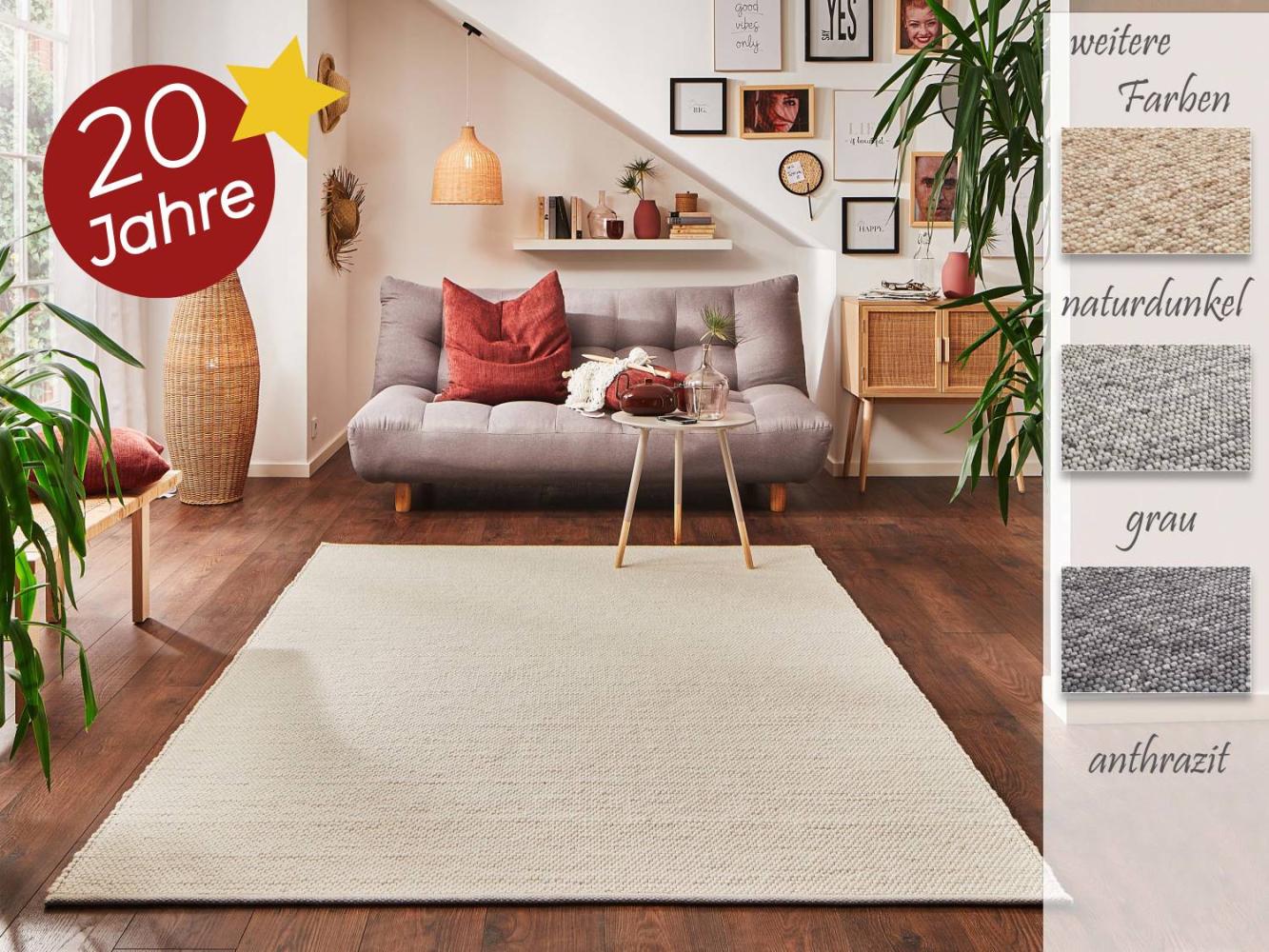 Handweb Teppich Rellenbach, Farbe: Natur Hell, Größe: 60x110 cm Bild 1