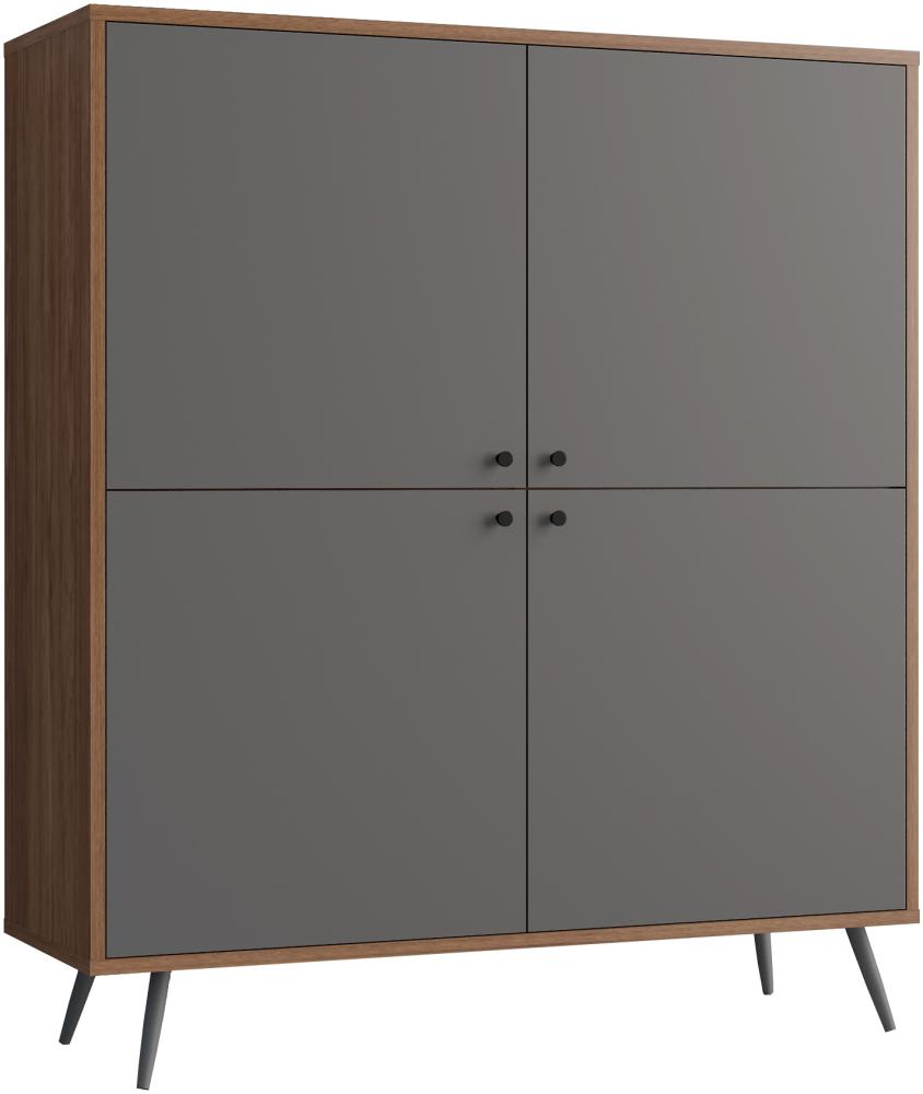 Highboard Walnuss/Grau Sideboard Wohnzimmer Schrank Anrichte Bild 1