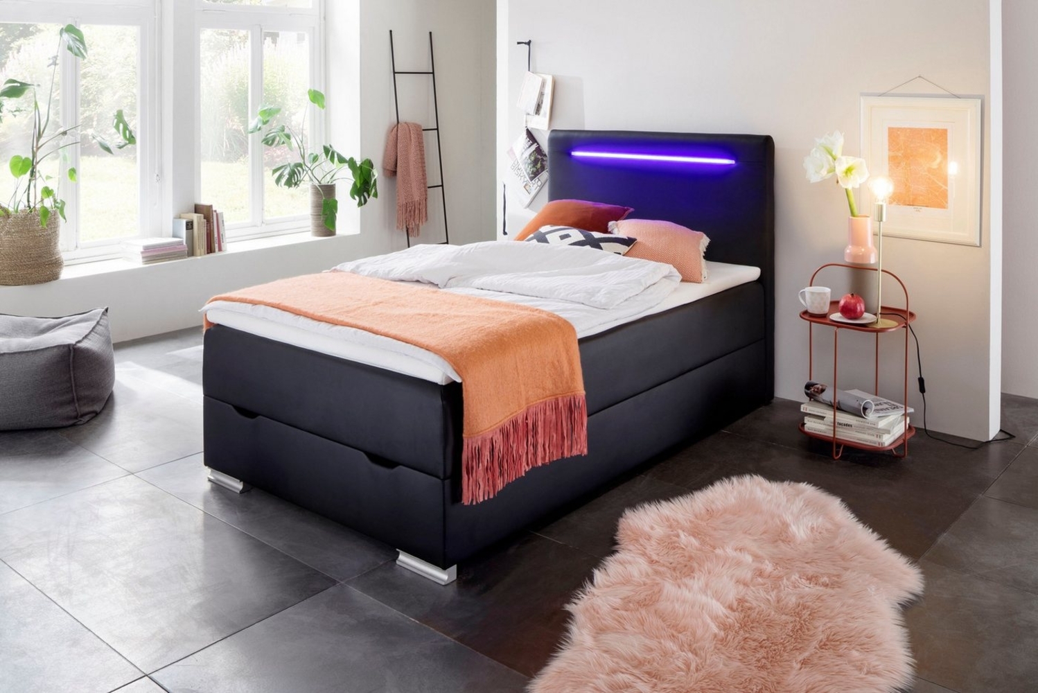 meise.möbel Boxspringbett Las Vegas, Füße und Kopfteil mit LED-Beleuchtung, mit Bettkasten und Topper Bild 1