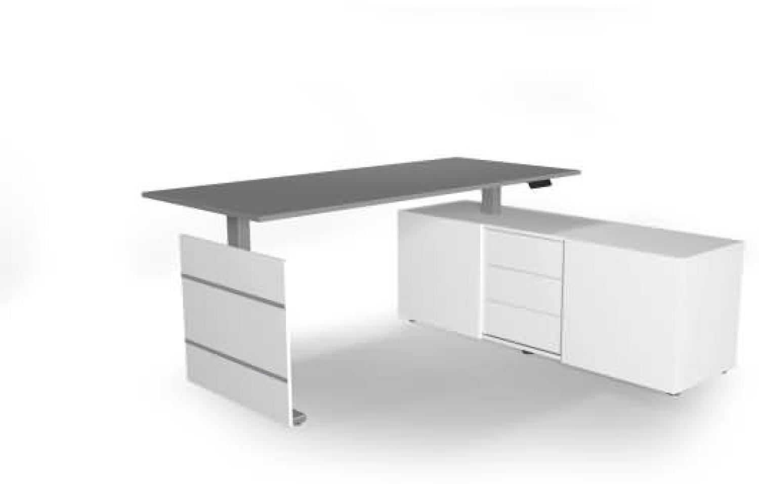 Kerkmann Komplettarbeitsplatz Move 3 tube Sidebaord rechts 160x50x58cm Schreibtisch 180x80x72-120cm elektr.höhenverstellbar grafit Bild 1