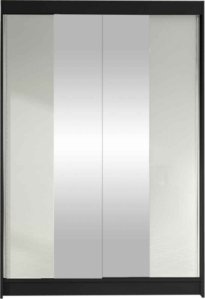 Kleiderschrank Lino II, ohne Beleuchtung, Farbe: Schwarz / Weiß Bild 1