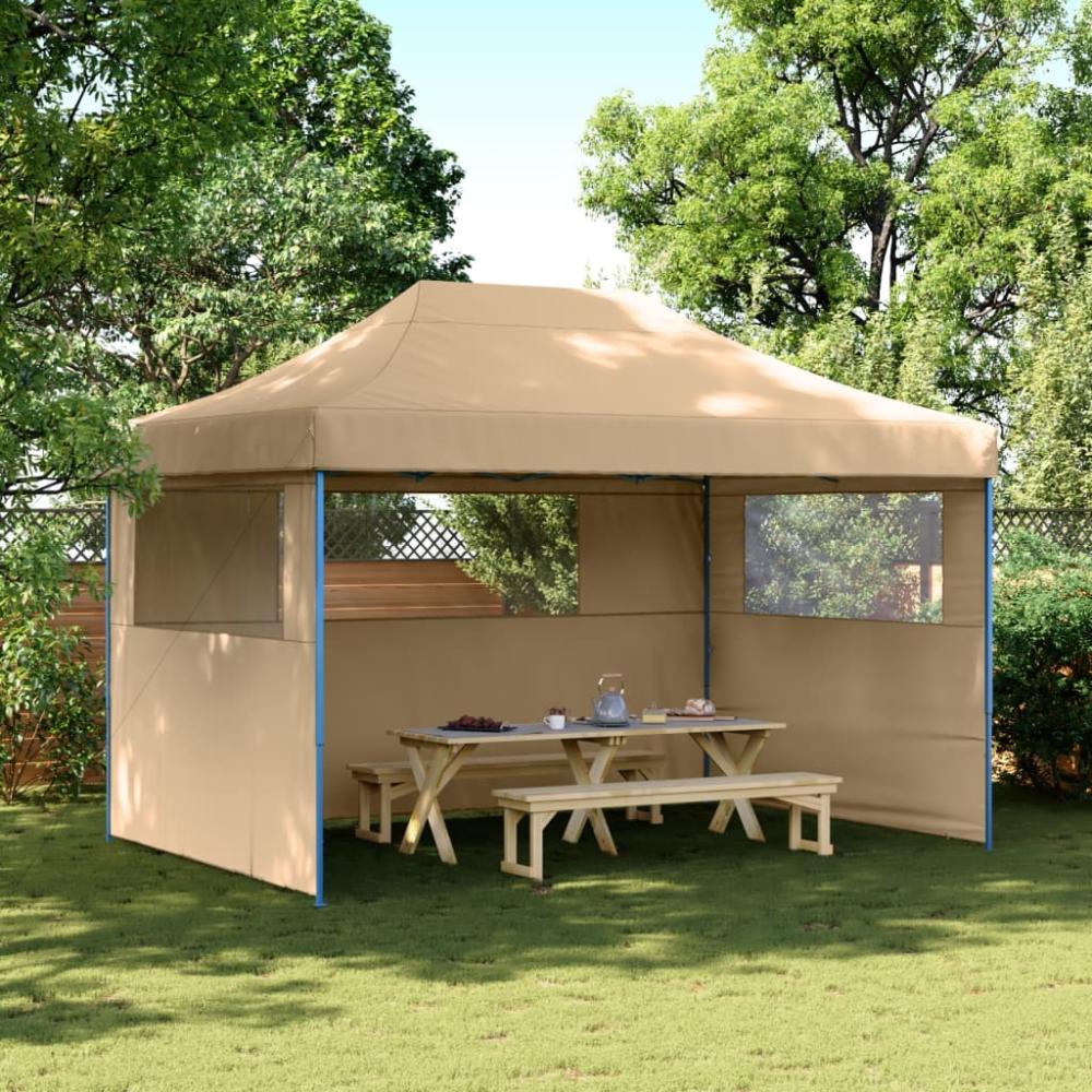 vidaXL Partyzelt Faltbar Pop-Up mit 3 Seitenteilen Beige 4005015 Bild 1