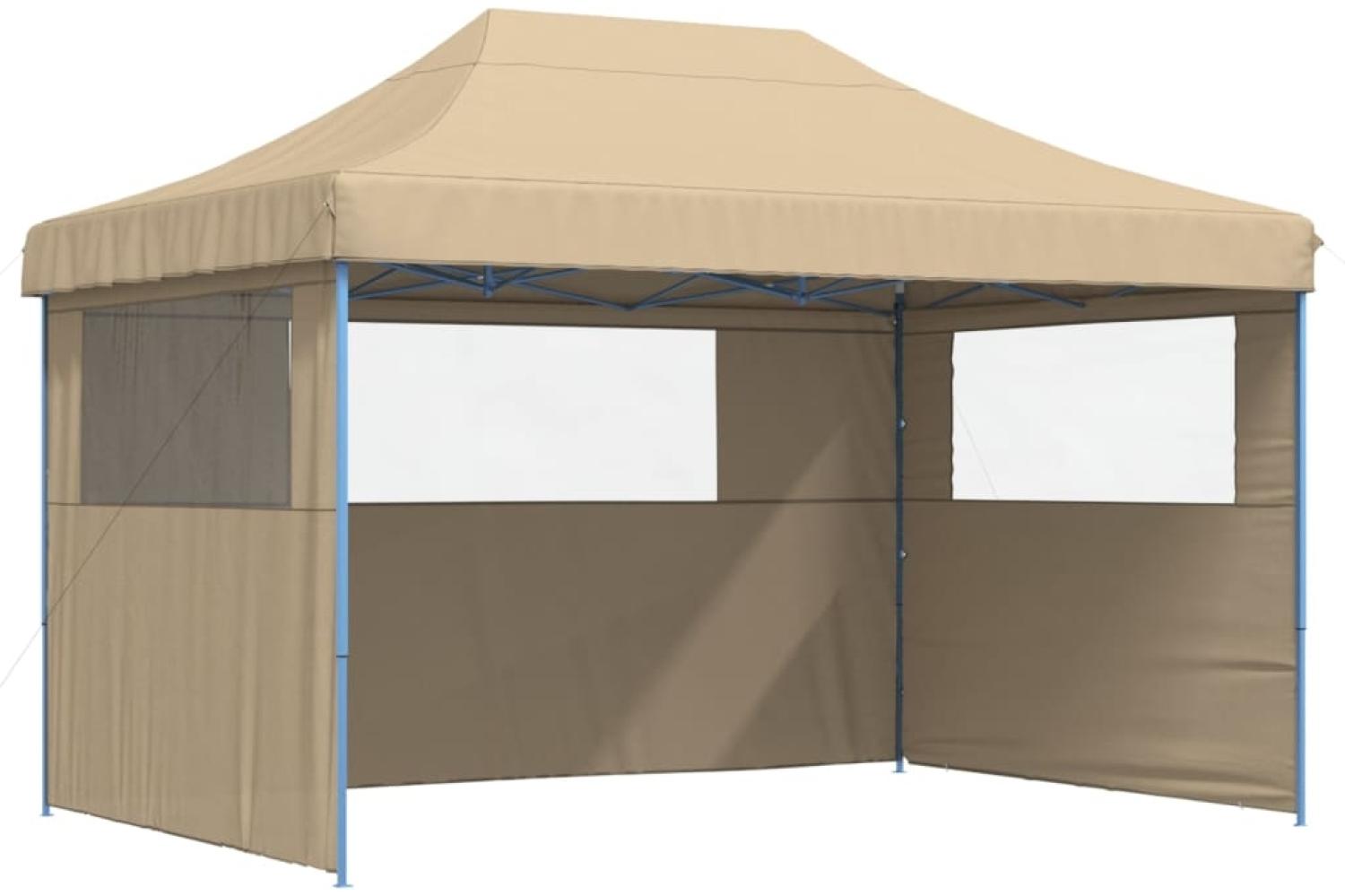 vidaXL Pop-Up Partyzelt, faltbar, Stahl / PE, Beige, mit 3 Seitenteilen, 315 x 410 x 279 cm Bild 1